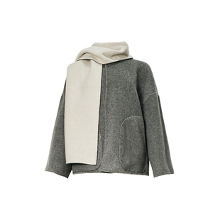 【穆祉丞同款】REFUSE CLUB 25AW 双色羊毛围巾大衣