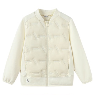 森马儿童羽绒服2024新款棒球领三防外套轻薄款冬装时尚拼接男童装