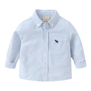 右欧男童衬衫春秋装宝宝纯棉上衣春季白色衬衣男孩童装潮儿童外套