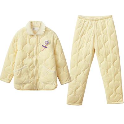 红豆居家夹棉睡衣女加厚珊瑚绒