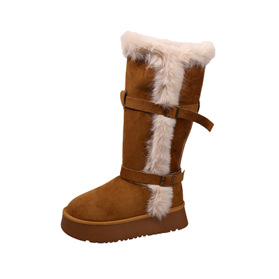 厚底长筒雪地靴女款2025新款冬季增高加绒加厚保暖东北棉靴子女靴