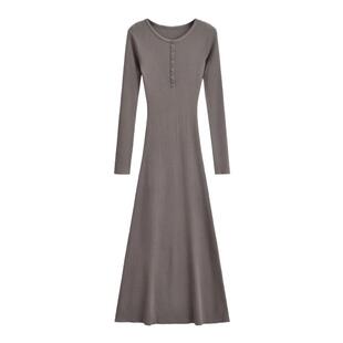 绝美御姐针织连衣裙女秋冬修身通勤长袖打底毛衣内搭鱼尾包臀长裙