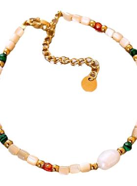 【原版】周也同款珍珠手链轻奢小众精致2025新款彩色叠戴手串饰品