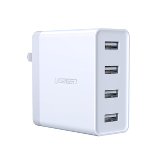 绿联多口usb充电器四口多孔快速快充插头适用于苹果华为安卓小米手机平板通用三合一拖三旅行折叠多功能插座4