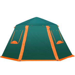 战狼户外直销加厚黑胶铝杆自动3至4人5至8人双层防暴雨野营大帐篷