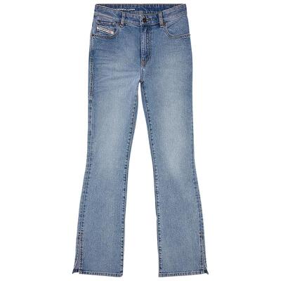 新款高腰微喇裤Diesel开叉