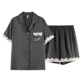 睡衣女夏天冰丝短袖短裤夏季款黑色高级感小性感2026年新款家居服