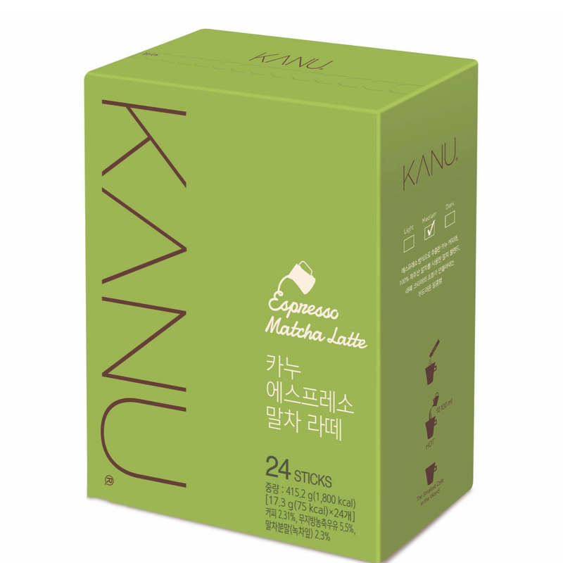 KANU进口韩国浓缩咖啡抹茶拿铁即溶咖啡17.3gx24独特风味速溶冲泡