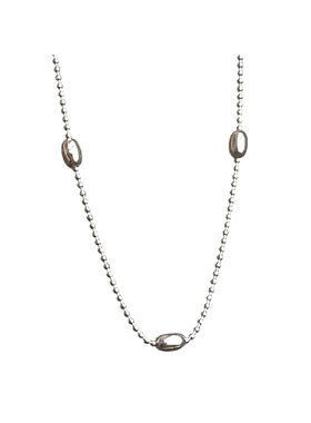 通体S925纯银米粒圆珠锁骨链