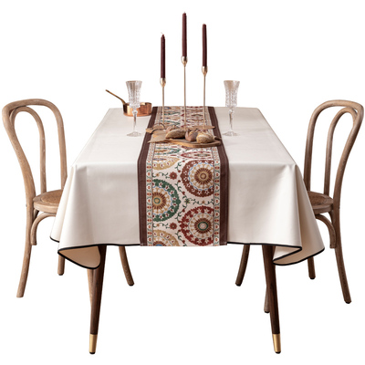 皮革防水防油美式风复古餐桌布