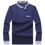 春秋男装上衣潮流秋衣有翻领衬衣长袖t恤休闲纯棉肥佬polo衫外穿