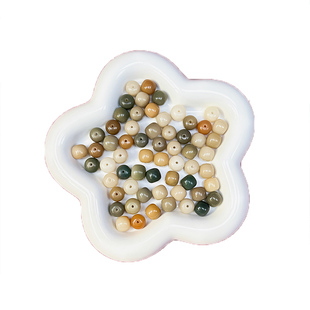 天然多宝菩提根风化绿黄白老桶珠型直切散珠文玩串珠DIY老料干磨