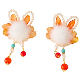 古月家汉服女童秋冬款古风发饰小女孩搭配国风连衣裙仙气毛球头饰