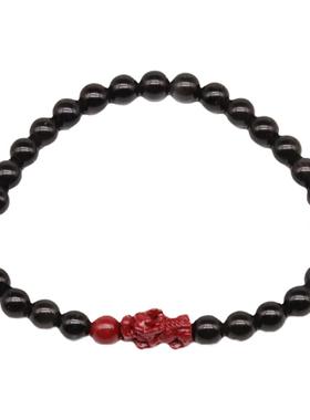 黑曜石珠子朱砂貔貅天然黑曜石手链女男黑曜石手串龙年本命年礼物