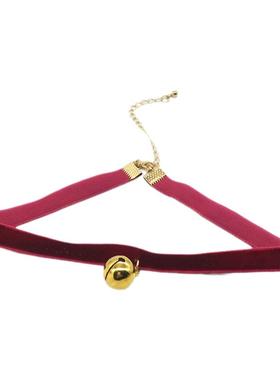 新年节日酒红萝莉女仆铃铛项链
