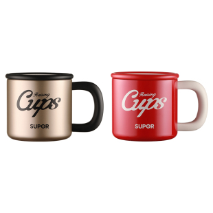 苏泊尔316L不锈钢马克杯带盖保温咖啡杯办公室家用水茶杯子女情侣