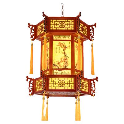 新中式仿古寺庙祠堂六角宫灯酒楼宫廷古典实木灯具中国风复古吊灯