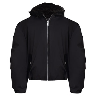 ArguE座山雕毛领拼接连帽棉服重磅加绒秋冬短款防水加厚外套男