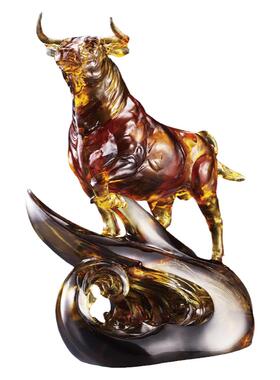 琉园(tittot)琉璃牛摆件得志