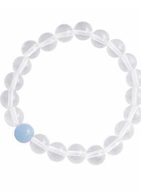 天然白水晶海蓝宝能量手链礼物