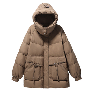 大码羽绒服女中长款连帽白鸭绒外套2025年冬季显瘦90白鸭绒面包服