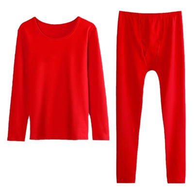 本命年情侣款秋裤秋衣纯棉大红色