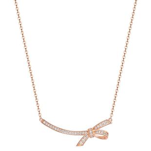 潮宏基追光S925银项链镶嵌公主蝴蝶结甜美送女友J情人节礼物