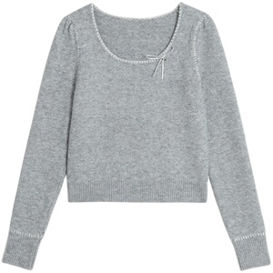 CHACHASTU 早秋慵懒风穿搭针织衫女2024新款春秋灰色上衣毛衣外套