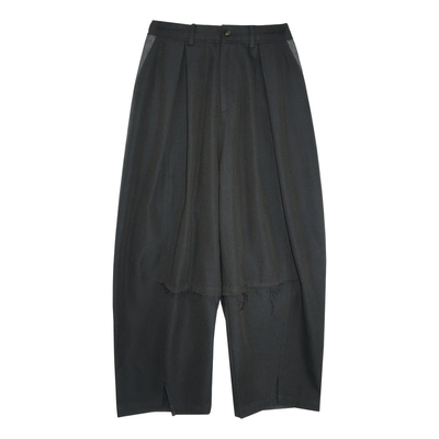 工字褶开叉拼接口袋锥形长裤