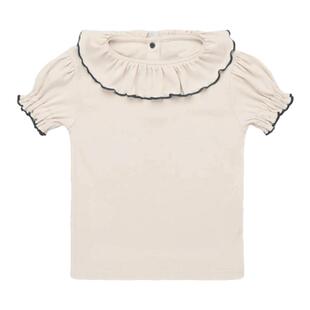 宝宝纯棉花边短袖T恤匹马棉女童喇叭裤九分裤花苞短裤夏季薄款A类