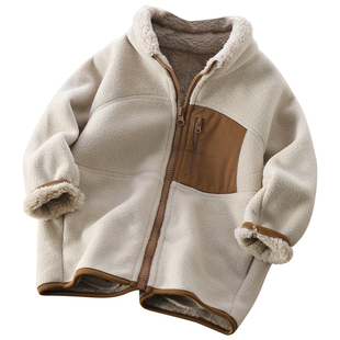 男童摇粒绒外套儿童加绒校服神器冬装男孩羊羔绒加厚保暖立领上衣