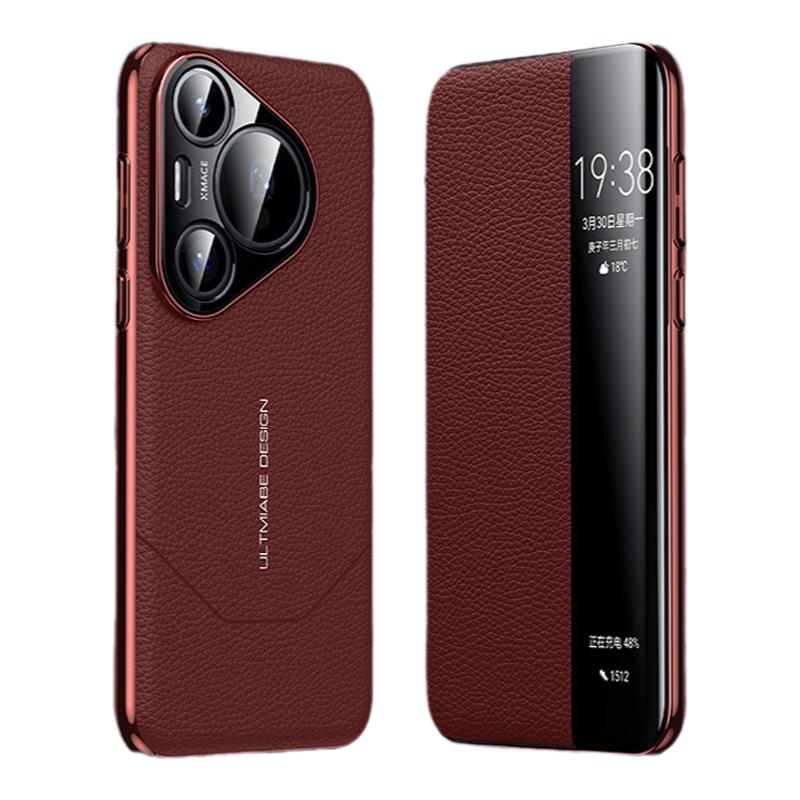 适用华为Pura70手机壳Pura70Pro真皮皮套70ultra保护壳p70防摔磁吸P80套Pura80Pro外壳Pura90promax手机套