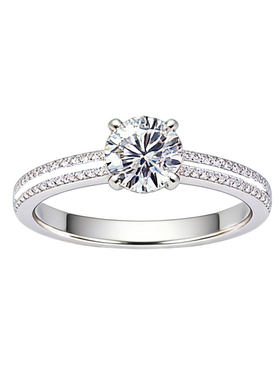 纯银5层18K真金镀金D色莫桑钻戒