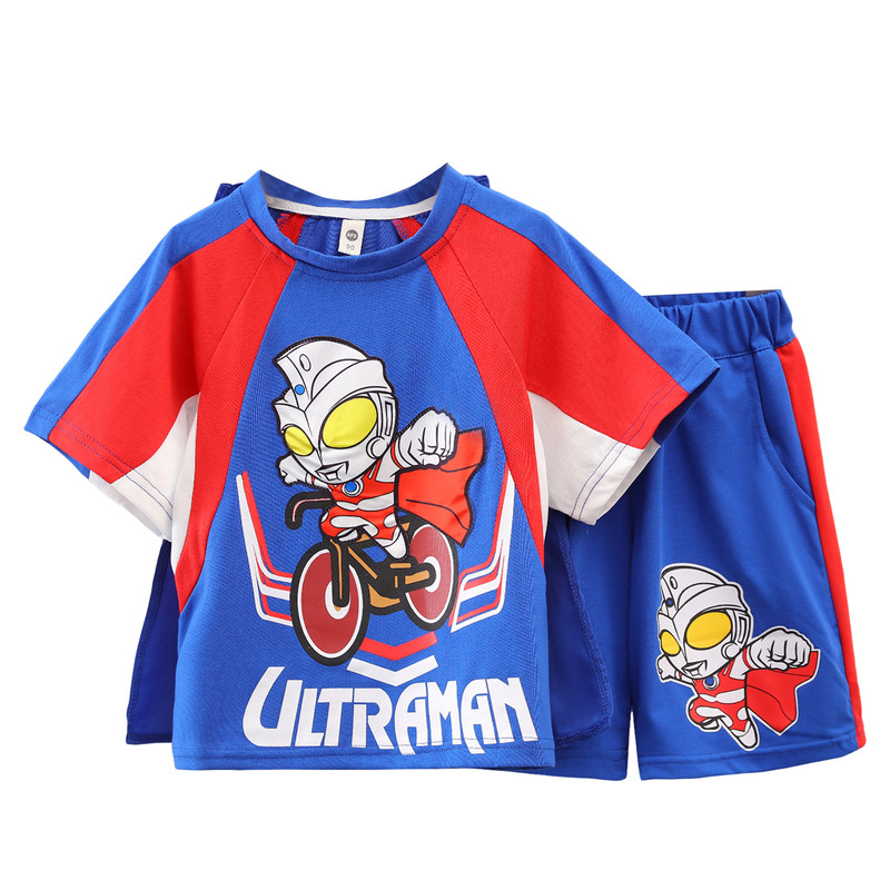闪灯披风奥特曼衣服男童夏季套装