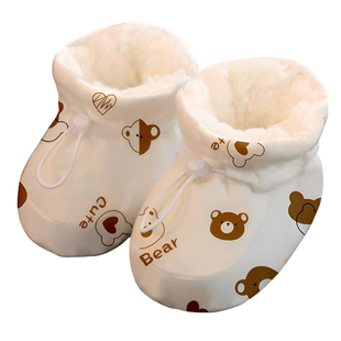 婴儿步前鞋6到12个月软底加绒加厚不掉跟学步鞋宝宝保暖秋冬棉鞋