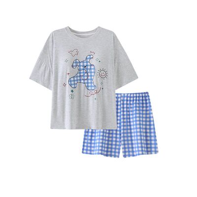 新款睡衣女夏季少女舒适带胸垫短