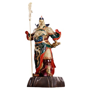 关公摆件纯铜绿袍武财神关二哥铜像红脸关羽关二爷神像招财镇宅