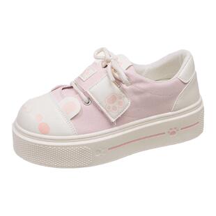 圆滚滚可爱软妹软萌宅系韩版日常百搭小白鞋厚底学院olita帆布鞋