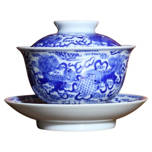 小桥窑王步派画风前小雅主力画师史来钟青花事事如意盖碗茶壶茶杯