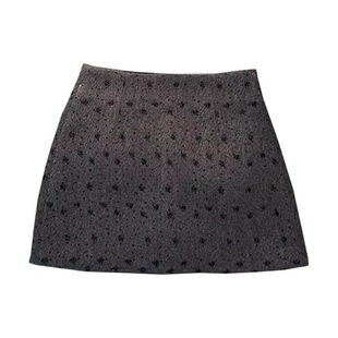 时尚半身裙亮片设计小香风羊毛呢短裙女加厚冬季新款显瘦A字靴裙