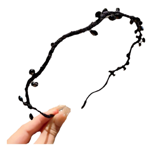 韩国简约水晶编织发箍女百搭黑色波浪细款压发发卡高级感超美头箍