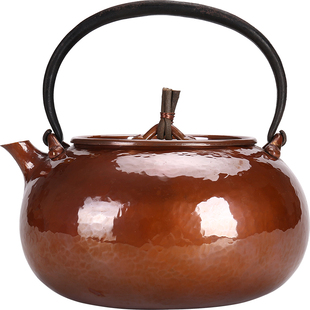 北村静香款纯手工铜壶一体无焊接紫铜烧水壶口打出一张打红铜茶壶