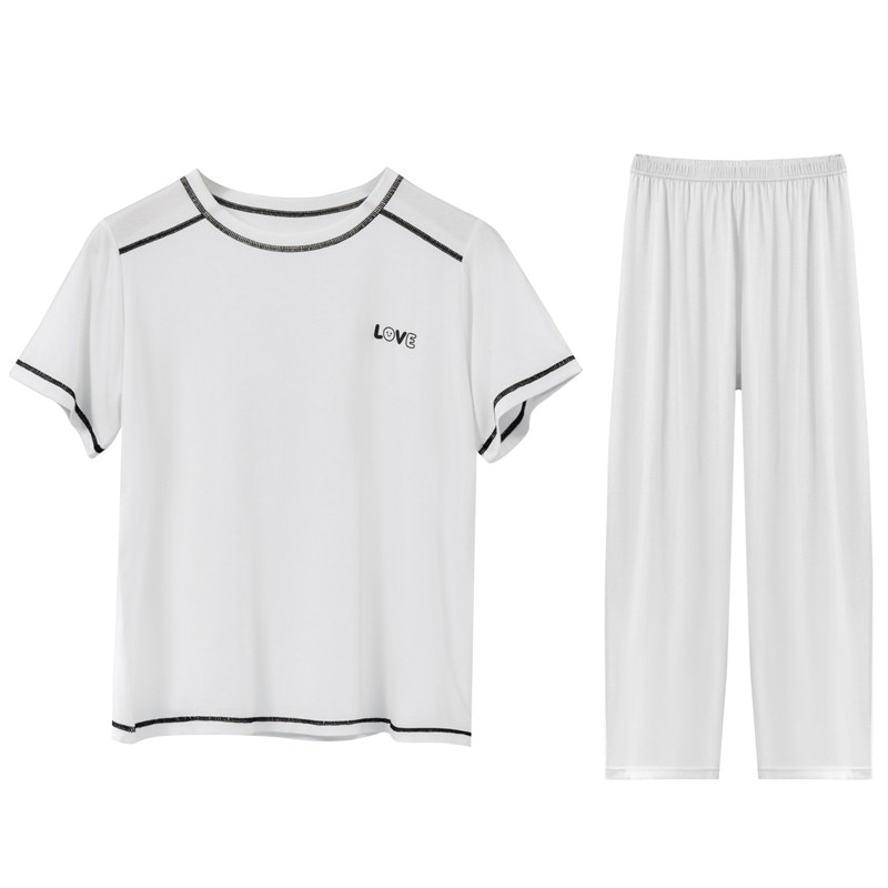 A类儿童青少年夏季透气家居服短袖套装男女生薄款睡衣抗菌空调服