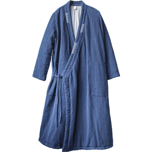 古石后原创棉服女冬季棉麻土布复古改良中式交领长款加厚棉袄外套