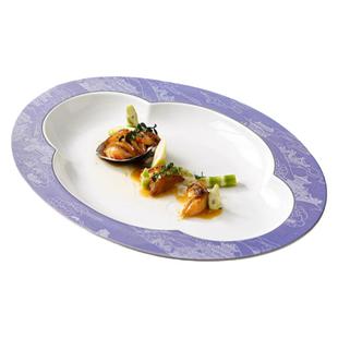 |宫阙紫|《旦形圆形宽边汤盘》中式酒店清蒸鱼盘陶瓷18寸大盘子