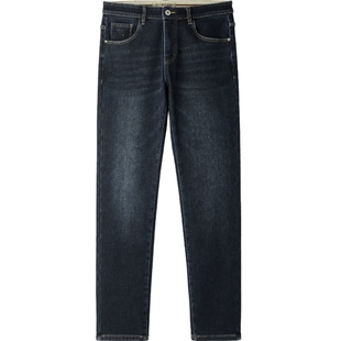 海澜之家男款冬季保暖牛仔裤水洗加绒加厚直筒休闲百搭裤子男士