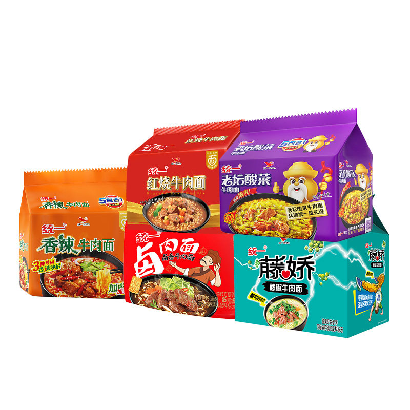 红烧牛肉老坛酸菜袋装方便面统一