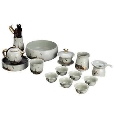 容山堂瑞鹤图汝窑整套功夫茶具