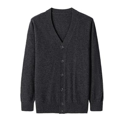 恒源祥纯羊毛衫男士开衫V领中老年毛衣外套秋冬新款毛衫长袖上衣