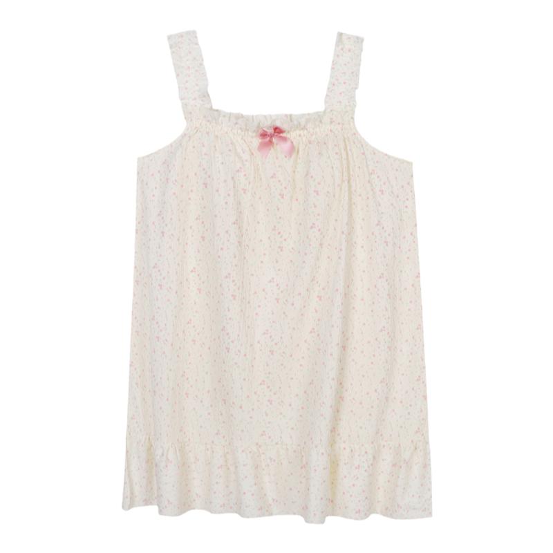 馨帮帮Homedress 荷叶边无袖碎花睡衣女夏季可外穿连衣裙吊带睡裙